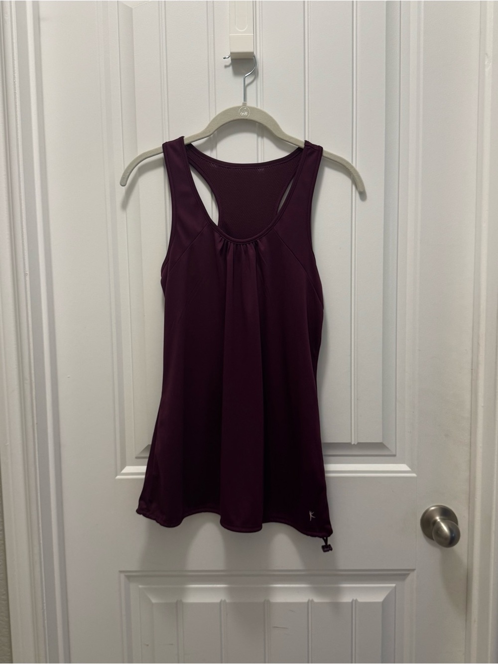 DANSKIN NOW Maroon Pleated Racerback Workout Tank Top Mesh Back Athletic Size S